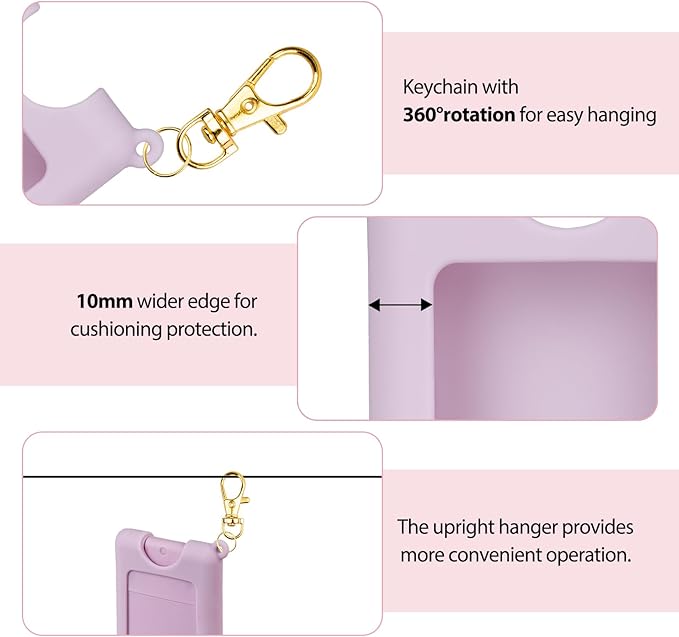 VANEST Silicone Case Compatible with Noshinku Pocket Hand Sanitizer, Protective Case with Keychain for Refillable Travel Size, Hand Sanitizer Spray Accessory