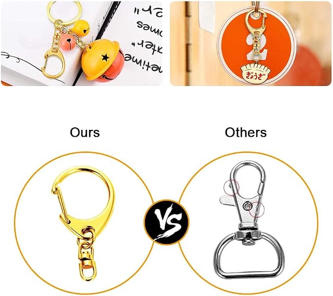 Roctee 50 Pack Gold Keychains with Jump Rings & Chains, 1.92" DIY Keychain Hardware Kit for Crafts, Key Ring Accessories for Keychain Making Projects