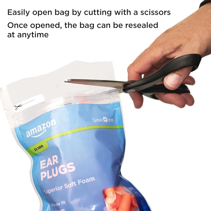 Amazon Basic Care Soft Foam Noise Cancelling Earplugs for Concerts, Hearing Protection,(50 Pairs) (Pack of 2)