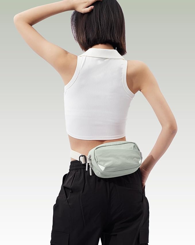 Inateck Sling Bag X-Mini, Durable Fanny Pack with RFID Blocking, Water-resistant Belt Waist Bag with Quick-adjust Strap, Stylish Waist Pack for Men, Women, Travel, Hiking, Cycling, Work, Sports, Green
