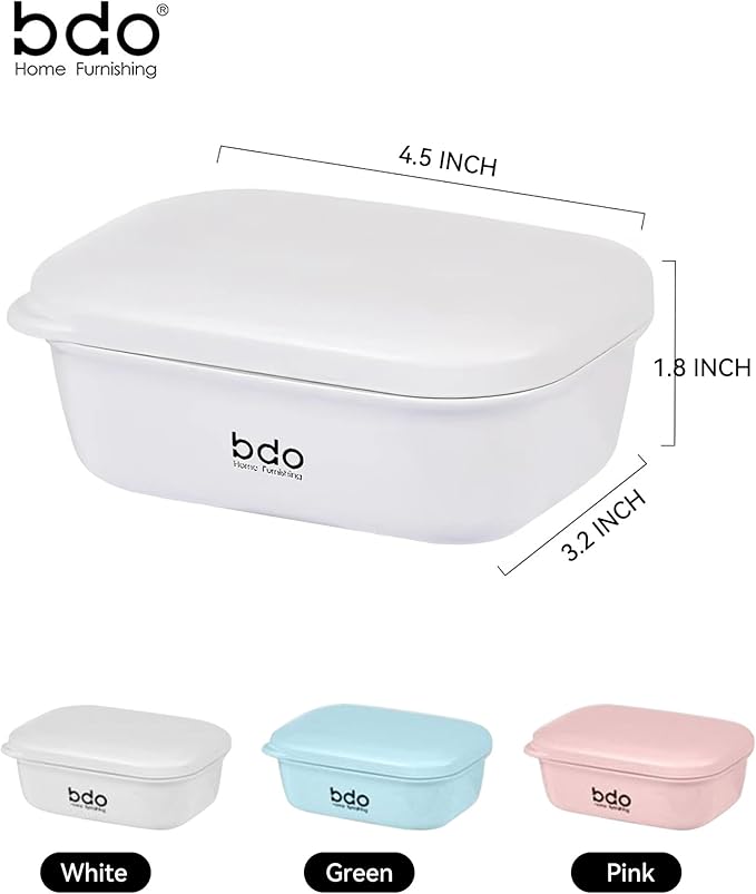Travel Essentials Soap Holder with Lid,Leakproof Soap Dish with Drainage Layer, Portable Travel Soap Bar Case for Camping, Gym, Bathroom,Kitchen,Dormitory,Hotel(White)