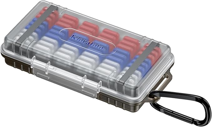 54 Slots MicroSD Card Case with 54 Individual Clear Plastic TF Card Cases for 54x Micro SD MicroSDHC MicroSDXC MSD Cards,Water-Resistant Camera Memory Card Holder with Carabiner & Labels - Transparent