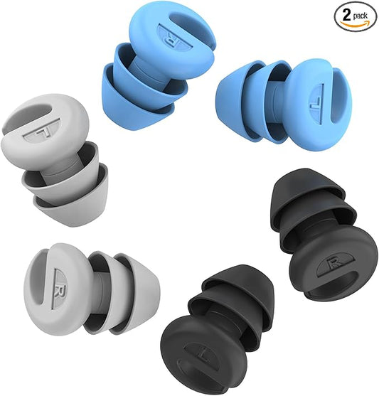 Ear Plugs for Sleeping Noise Cancelling, 38dB Noise Reduction Earplugs, Soft Silicone Reusable Hearing Protection Ear Plug, Waterproof Earplug Suitable for Sleep, Study, Travel, Concerts (3Pairs)