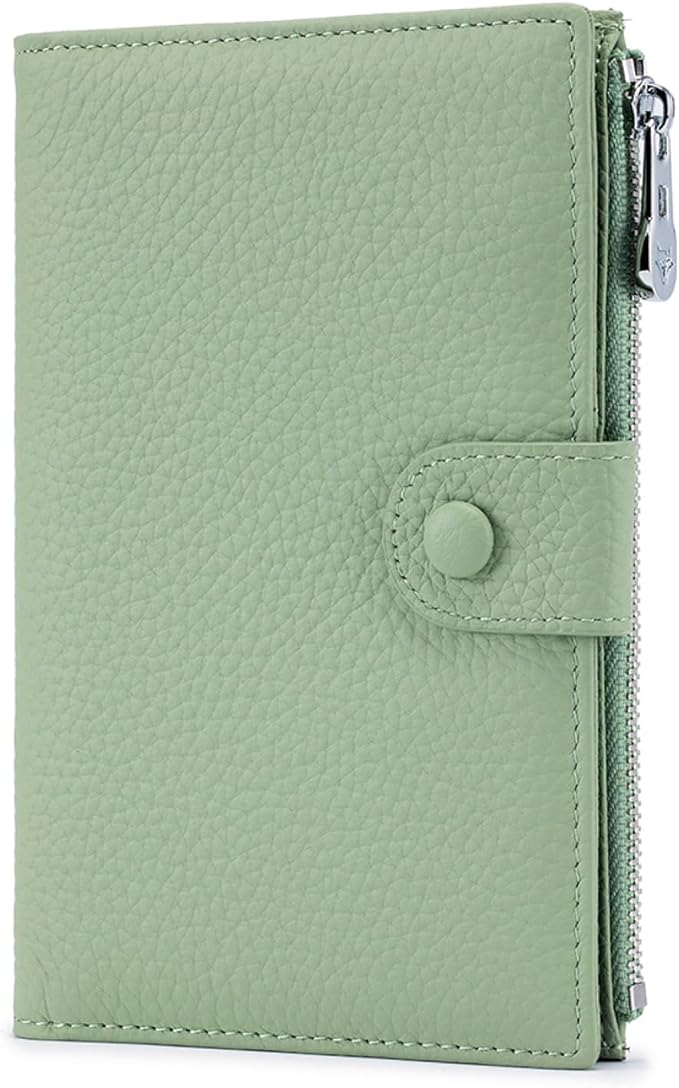 Genuine Leather RFID Blocking Passport Holder Wallet, Multi-Functional Travel Document Organizer with SIM Card Slots (Green)