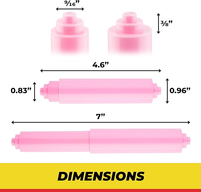 Qualihome Pink Universal Plastic Spring Loaded Toilet Paper Roll Holder Replacement Rod, Pink Toilet Paper Roll Replacement Rod