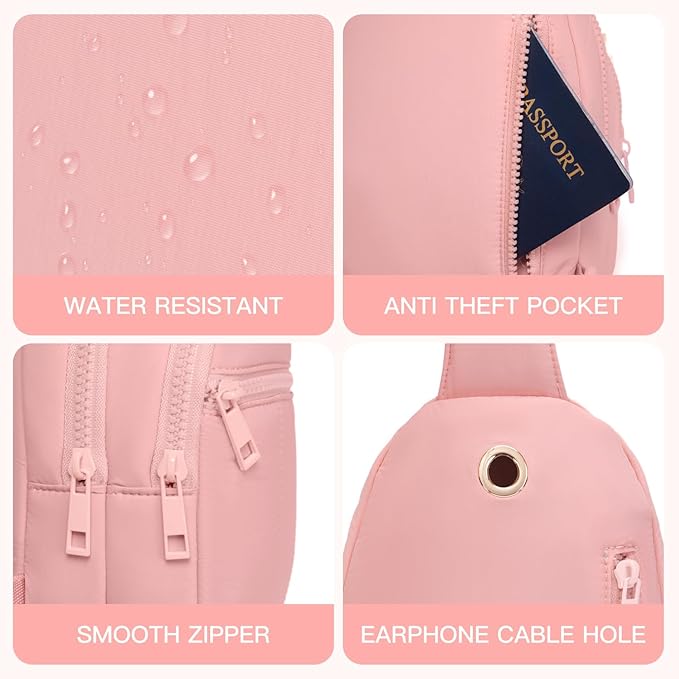 Viverte Quilted Puffer Crossbody Bags for Women Small Puffy Sling Bag Lightweight Cross Body Bubble Purse Shoulder Bag for Travel (Light Pink)