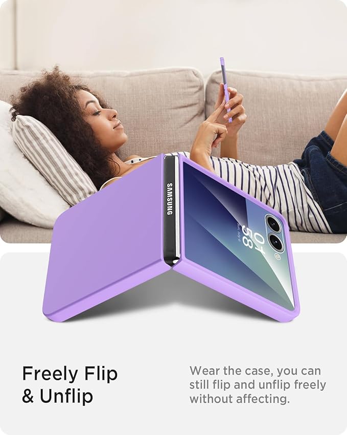 Miimall Slim Fit for Z Flip 7 Case Anti-Scratches,Dustproof Hard Rugged Durable Thinnest Drop-Proof Shock-Proof Non-Slip Lightweight Grip Full Body Cover,Flip7 Phone Case with Screen Protector,Purple