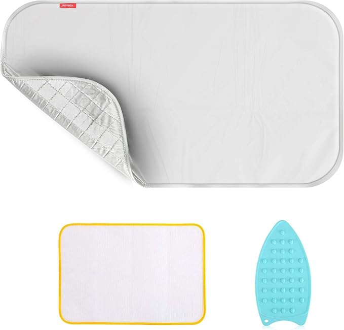 Upgraded Thick Ironing Mat,Travel Ironing Blanket Ironing Pad,Portable Double-Side Using,Heat Resistant Pad Cover for Washer,Dryer,Table Top,Countertop,Ironing Board for Small Space (22 x 47 inch)