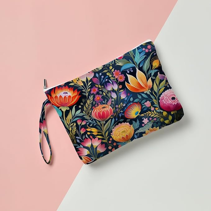 Fokongna Floral Print Wet Bag, Small Portable Waterproof Multi-Functional Organizer for Women, Ideal for Daily, Beach & Travel, Multicolor Bohemian Bloom