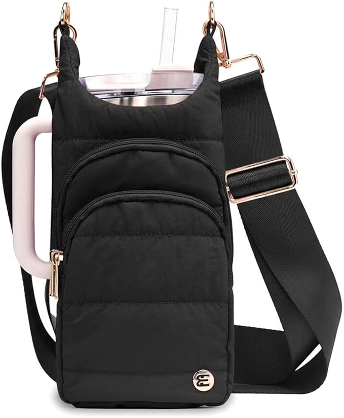Water Bottle Holder with Strap for 30/32 oz, Crossbody Water Bottle Carrier Bag with RFID Blocking Phone Pocket
