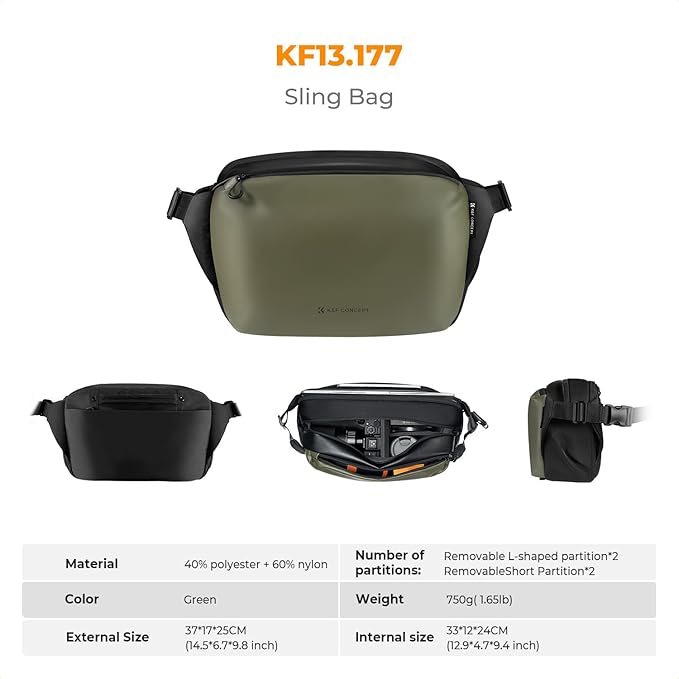 K&F CONCEPT Camera Sling Bag Crossbody Bag Waterproof Camera Shoulder Backpack DSLR/SLR/Mirrorless Camera Case