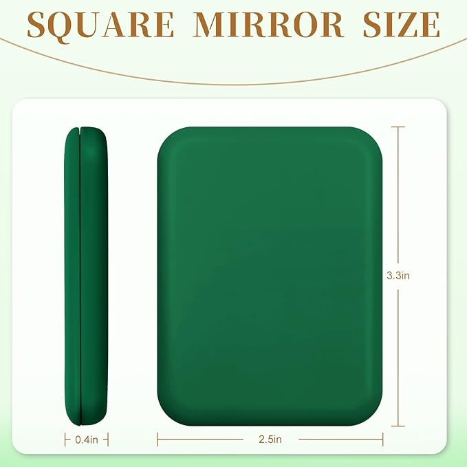 Kakuje Compact Mirror, 1X/3X Magnification LED Pocket Mirror with Nternal BIattery, Mini Mirror for Purse, Pocket,Travel and Present (Green)