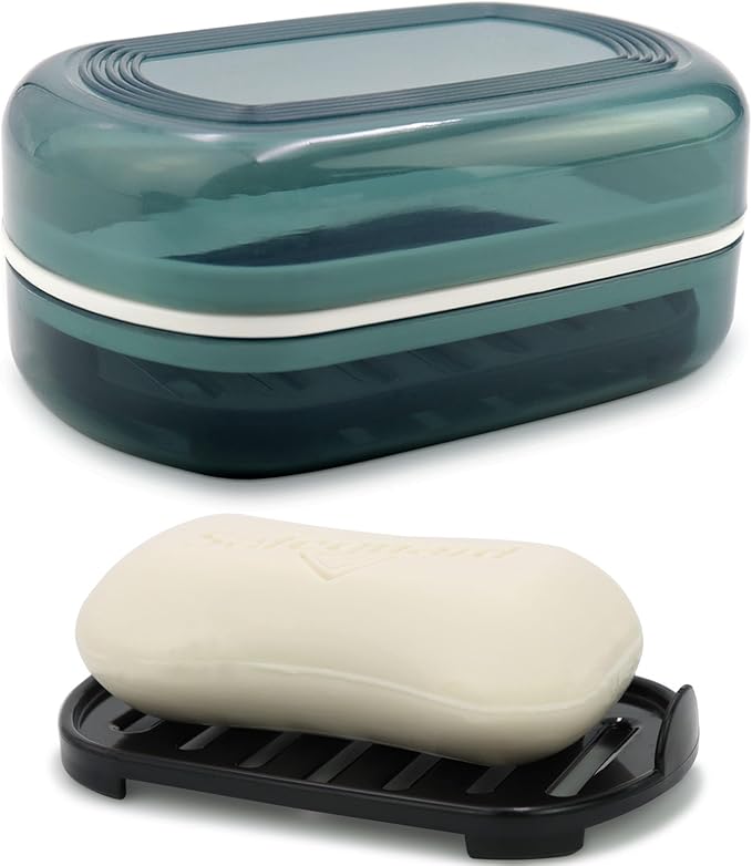 Travel Soap Container, Bar Soap Holder, Portable Soap Case, Soap Dish with Lid for Traveling, Camping, Gym, Bathroom (Blue Style-1)