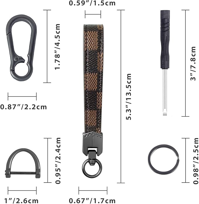 OHKYOOT Leather Car Keychain,Carabiner Clip Key Fob Keychain for Home Car Keys Women Men