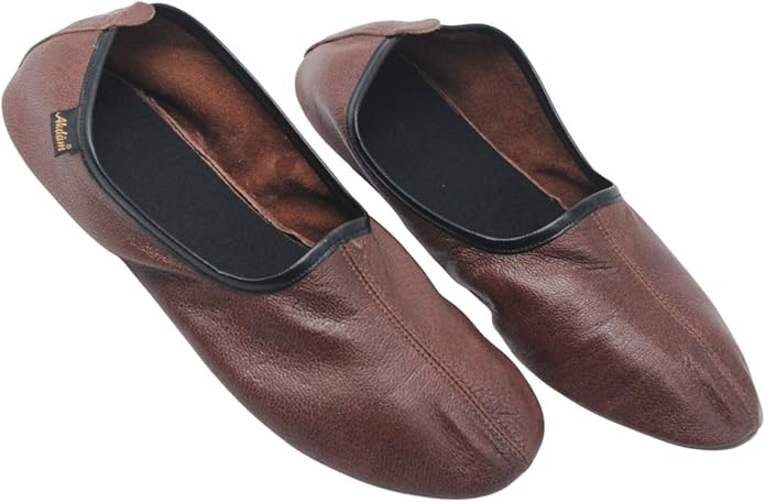 Womens Indoor Leather Slippers Traditional Babouche House Shoes Barefoot Moccasin