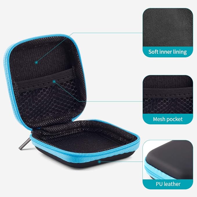 SUNGUY [5-Pack Earbud Case, Portable EVA Small Earbuds Carrying Case Storage Bag Organizer with Carabiners for Earphones, Earbuds, Earpieces, SD Memory Card, Camera Chips