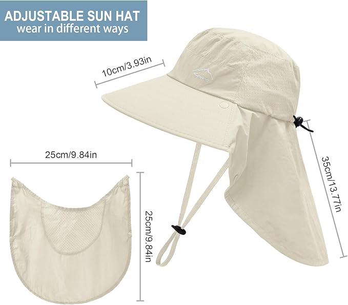 Sun Hat for Men Women with Neck Flap,UPF 50+ UV Protective Hiking Fishing Hats,Wide Brim Sun Hat for Women&Men