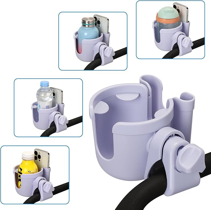 Accmor Stroller Cup Holder with Phone Holder, Bike Cup Holder, Universal Cup Holder for Uppababy Nuna Doona Strollers, 2-in-1 Cup Holder for Walker, Wheelchair, Scooter