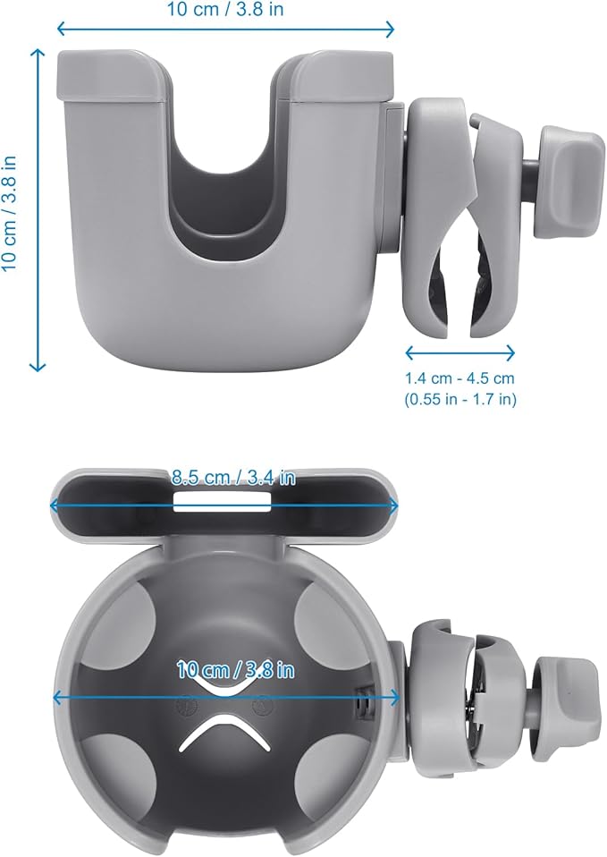 Accmor Stroller Cup Holder with Phone Holder, Bike Cup Holder, Universal Cup Holder for Uppababy Nuna Doona Strollers, 2-in-1 Cup Holder for Walker, Wheelchair, Scooter