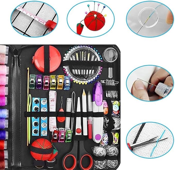 Premium Sewing Kit for Adults, Portable with Complete Sewing Supplies, Sewing Thread, Needle Threaders, Hand Sewing Kit & Needle and Thread Kit for Travel & Home Repair