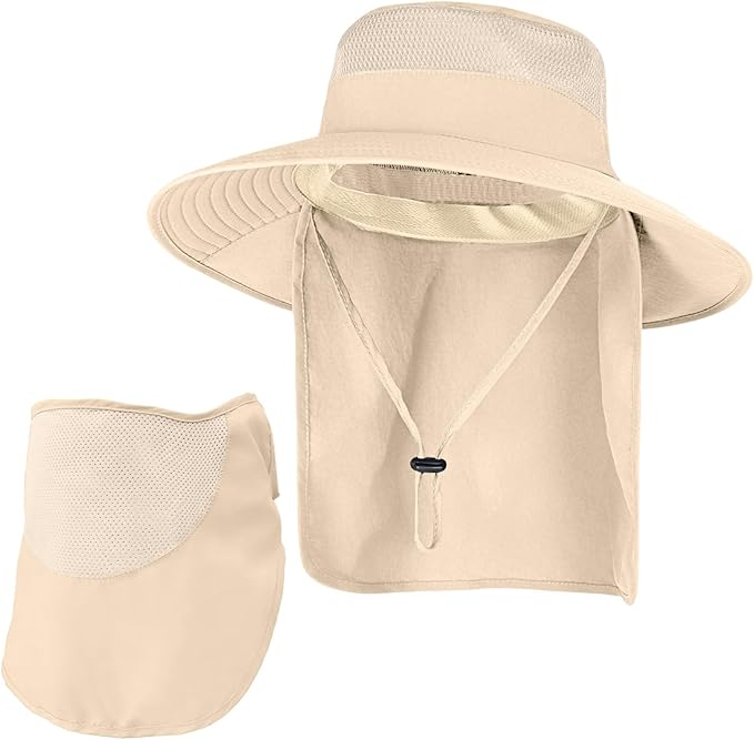 Sun Hats for Men Women Fishing Hat UPF 50+ Breathable Wide Brim Bucket Hats Summer UV Protection Safari Hat with Neck Flap