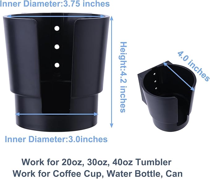 Universal Magnetic Cup Holder, Heavy Duty Plastic Drink Holder, Magnet Cup Holder for Bus Tractor Van RV, Vertical or Horizontal Mount, Fits Most Cups, Bottles, Cans, Tumblers, Black 2 Pack