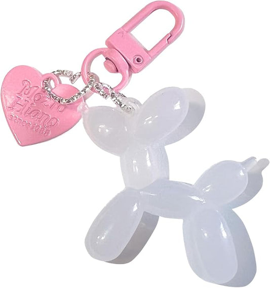 LAEKOU Jelly Balloon Dog Design Keychain for Women, Cute Girls Key Chain, Bag Charms Accessories for Car Purse Backpack