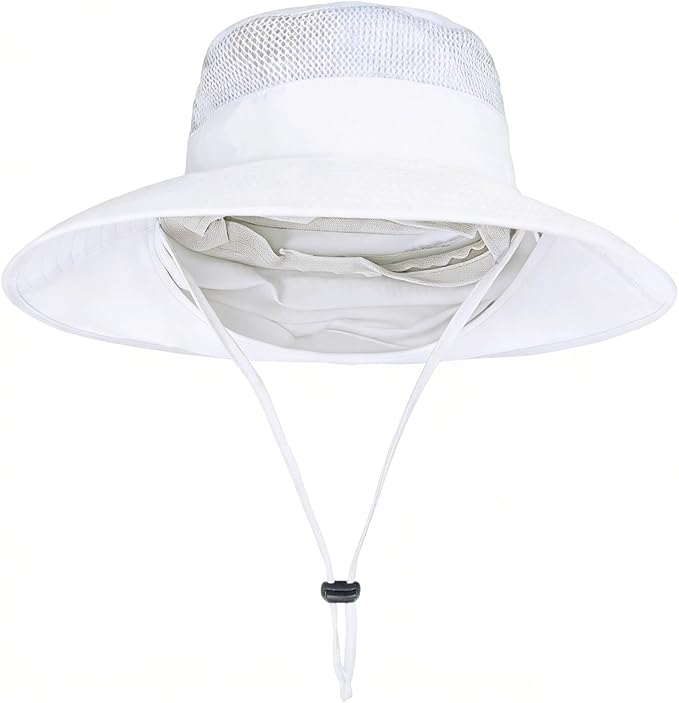 Sun Hats for Men Women Fishing Hat UPF 50+ Breathable Wide Brim Bucket Hats Summer UV Protection Safari Hat with Neck Flap