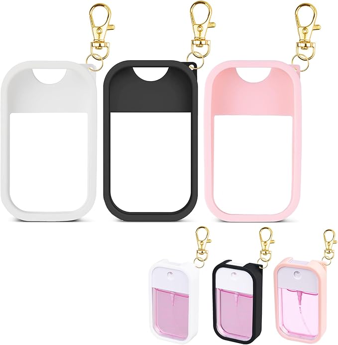 VANEST Silicone Case Compatible with Touchland Hand Sanitizer Spray, Protective Case with Keychain for Spray 1 fl oz