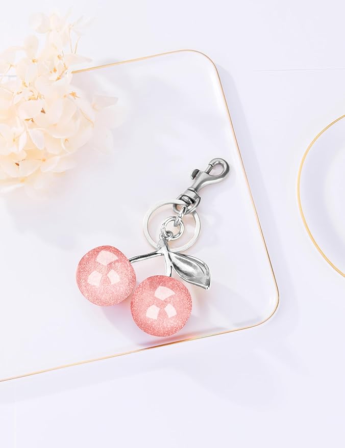 OVRUNS Cherry Bag Charm Cute Cherry Accessories Sparkling Purse Charms for Women