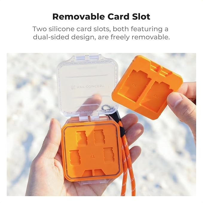K&F CONCEPT 12 Slots Memory Card Case, Removable Card Slots, Water-Resistant and Anti-Shock Transparent Card Holder Storage Box for 8 Micro SD TF Cards, 2 SD Cards and 2 CFA Cards