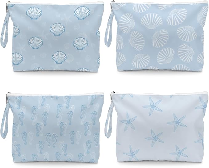 Fokongna 4 Pack Reusable Dry Wet Bag, Waterproof Stain Resistant Organizer for Beach Towels Gym Wear Pool Accessories Toiletry Makeup Bags