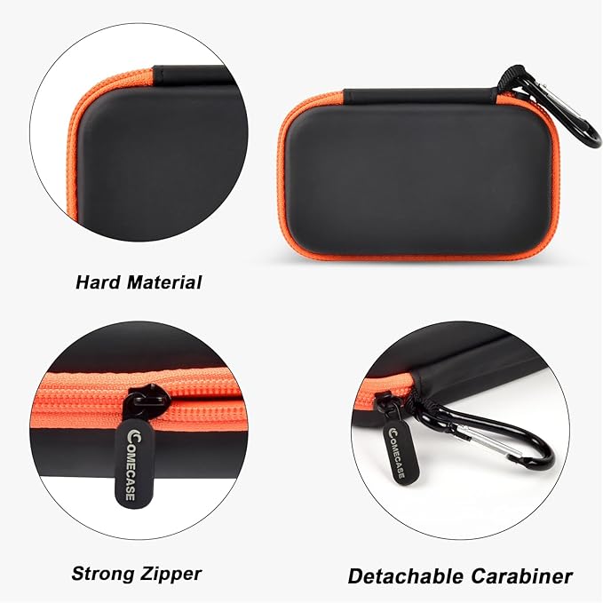 COMECASE Dual SSD Case for SanDisk Extreme Portable SSD & Extreme Pro, Hard Drive Storage Bag Fits 1TB 2TB 4TB 8TB External Solid State Drive, with 12 SD Card Slots, for Travel - Orange (Box Only)