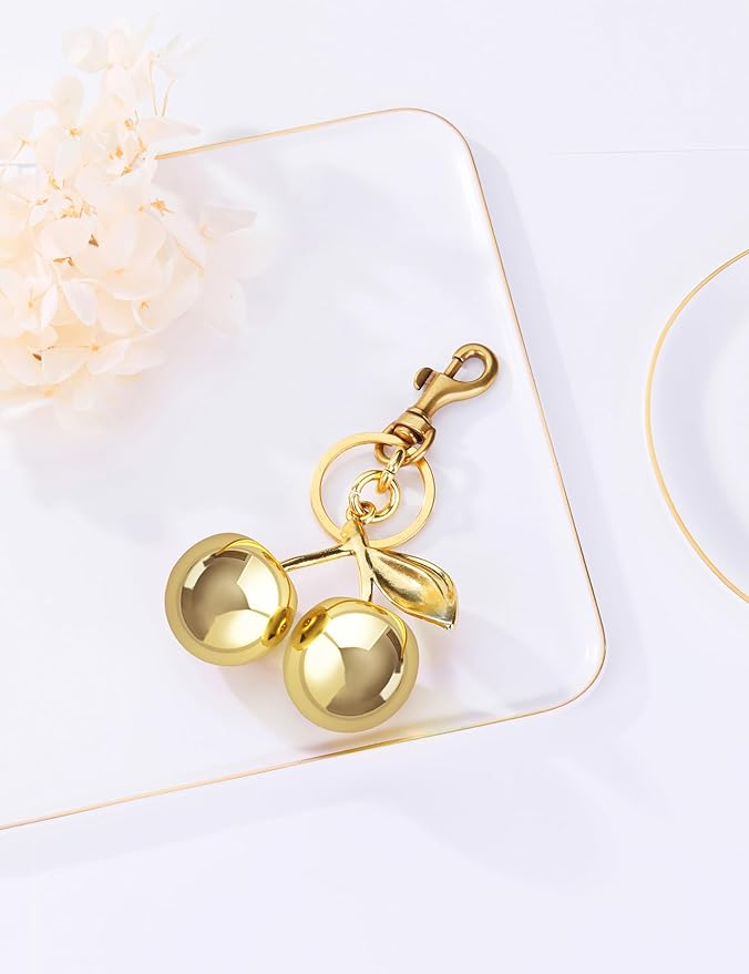 OVRUNS Cherry Bag Charm Cute Cherry Accessories Sparkling Purse Charms for Women
