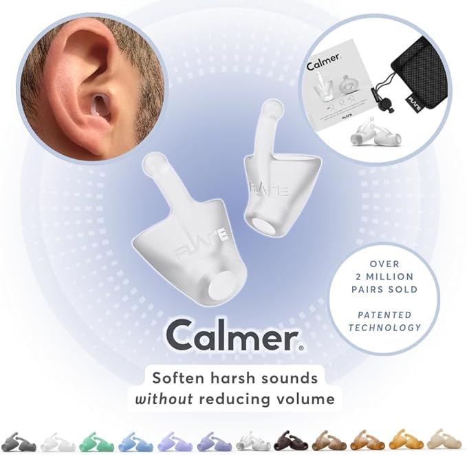 Flare Audio Calmer | Noise Reducing Ear Plugs Alternative | Silicone Reusable Ear Plugs for Noise Sensitivity, Focus and Travel | Ear Plugs for Noise Reduction (Standard, Soft Translucent)