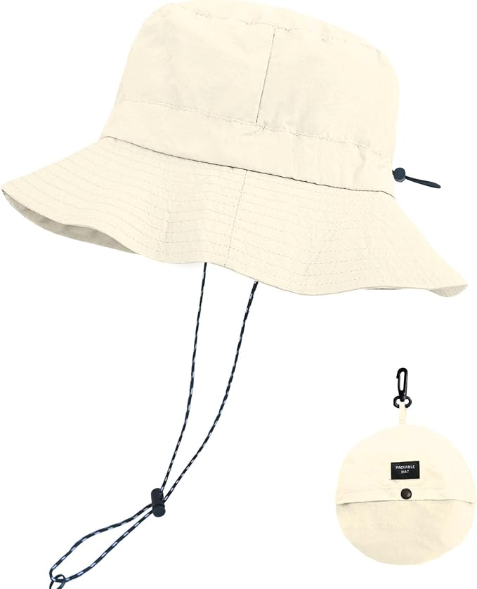 PFFY Packable Sun Bucket Hat for Men Women Outdoor UV Protection Sun Hats Waterproof Lightweight Hiking Outdoor Cap