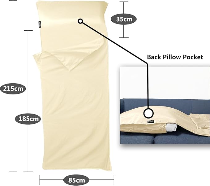 Frelaxy Sleeping Bag Liner, XL Travel Sheet & Camping Sheet for Backpacking, Hotel, Hostels & Traveling, Comfy & Easy Care, 4 Seasons Warm Cold Weather