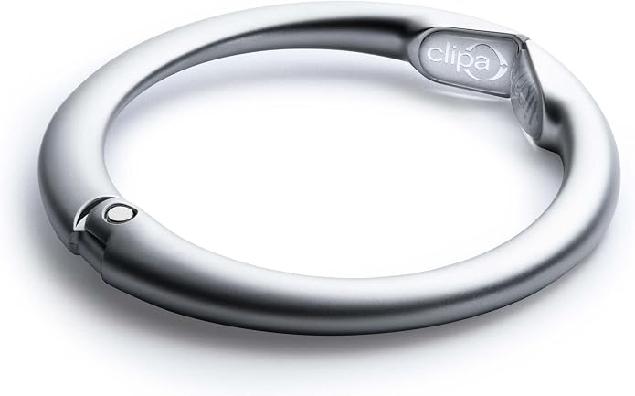 Clipa Bag Hanger - The Ring that Opens Into a Hook, Closes Automatically | Hangs Almost Anywhere in Just 1/2" of Space | Holds 33 lbs | 9 Styles | 3 yr Warranty