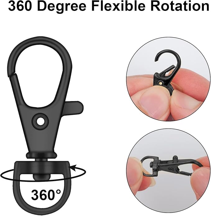 120PCS Premium Swivel Lanyard Snap Hook with Key Rings, Metal Keychain Hooks for Jewelry Making, Crafts (Gun Black)