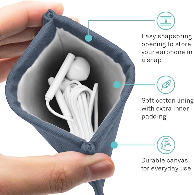 UT Wire Pocket Mobile Charger Case Pouch (Slate Blue, Earbud Case | 2 Pack)
