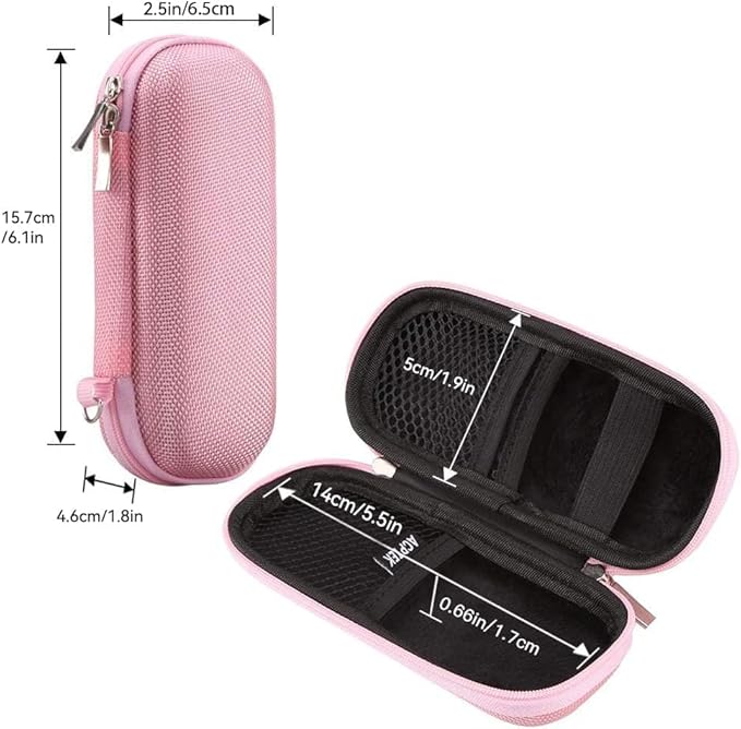 AGPTEK Carrying Case, EVA Zipper Carrying Hard Case Cover for Digital Voice Recorders, MP3 Players, Storage Holder for 3D Printing Pen, USB Cable, Earphones, Memory Cards, U Disk, Pink