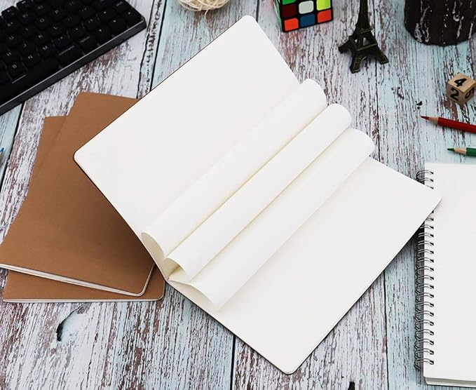 Wotion 16 Pack Kraft Notebooks, Journals in Bulk for Writing, Blank Paper Sketchbooks, 60 Pages Notebook, 8.3x5.5 Inch, A5 Size, Travel Journal Set, for Gifts, Students and Office Supplies