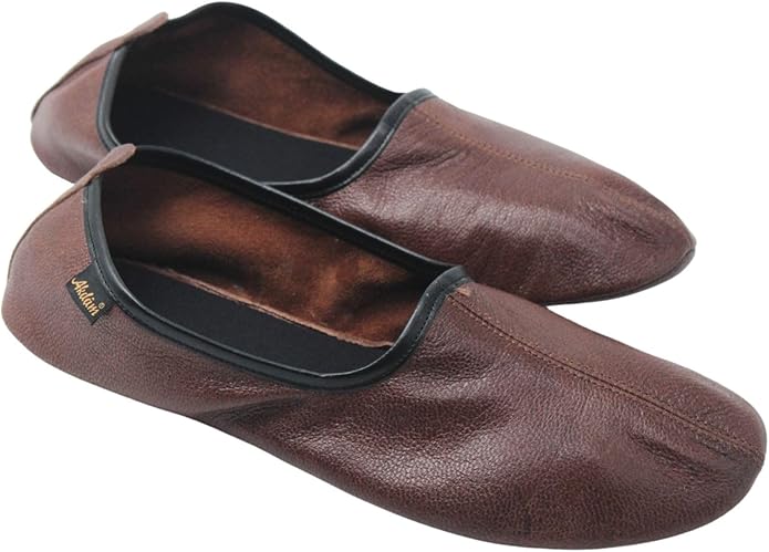 Womens Indoor Leather Slippers Traditional Babouche House Shoes Barefoot Moccasin