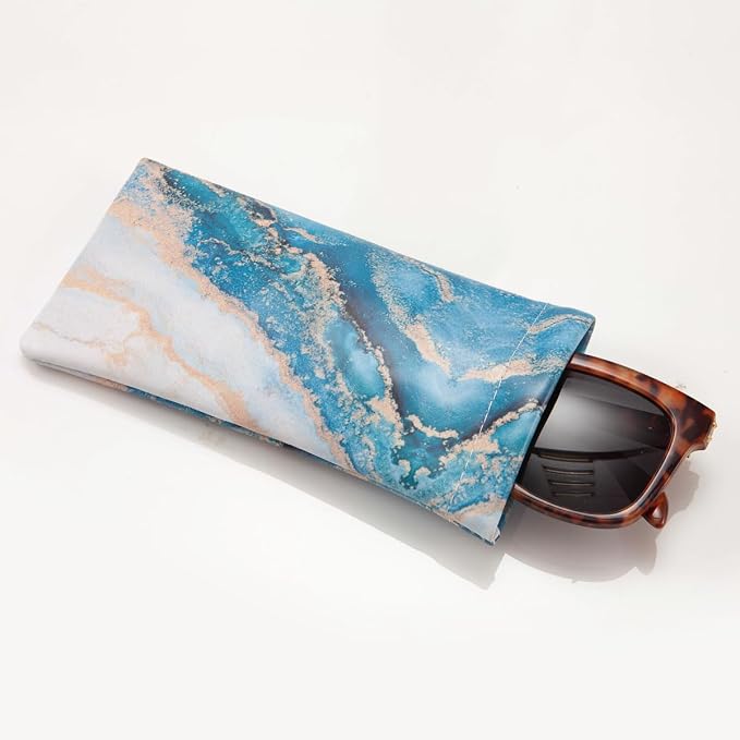 TRIUMPH VISION Squeeze Leather Sunglasses Pouch - 3 Pack Glasses Case Soft Eyeglass Sleeve Pouch Holder