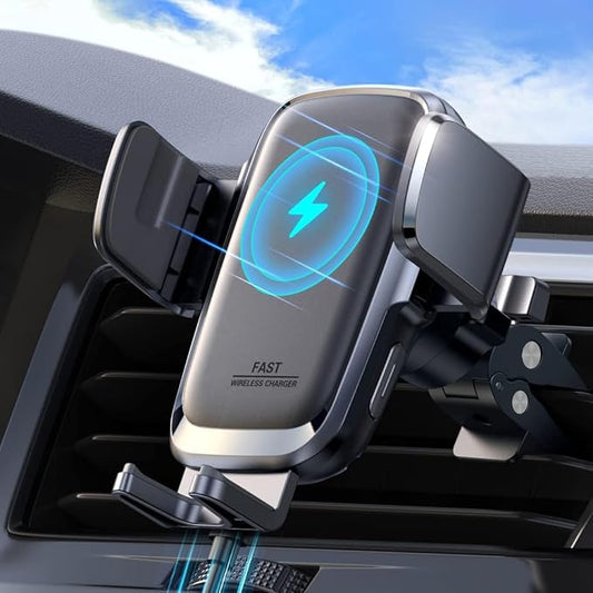 JOYROOM Wireless Car Charger, 15W Fast Charging Auto Clamping Car Phone Holder Charger, Air Vent Car Phone Holder Mount for iPhone 17/16/15 Pro Max Air, Galaxy S26/25 Ultra, Pixel 10 Pro and More