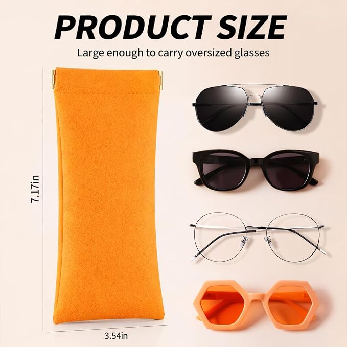 3 pack leather eyewear case PU soft sunglasses bag squeeze top portable lightweight eyewear case for men and women