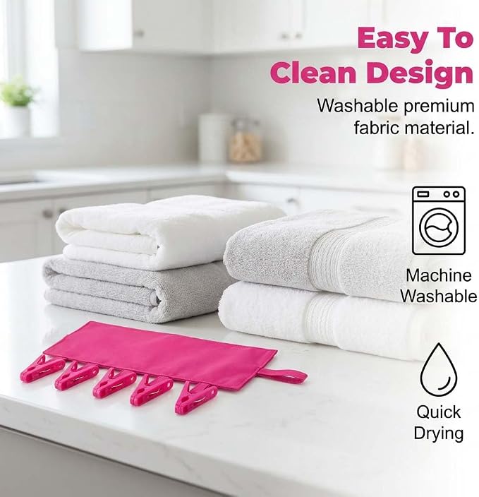 Foldable Travel Laundry Hanging Clip, 2026 New Lightweight Travel Hangers for Cruise and Hotel, Portable Folding Clothes Hanger with 6 Clips for Swimsuits Underwear Socks 3 Pack