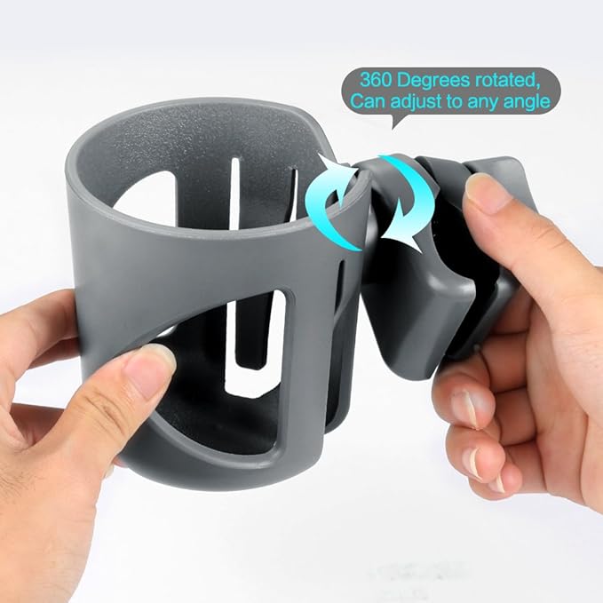 Accmor Stroller Cup Holder, Universal Cup Holder for Walker Wheelchair Bike, 360° Rotatable Stroller Cup Holder Attachment Accessories for Walker, Wheelchair, Scooter