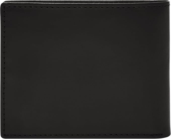 Fossil Men's Wallet, Derrick Leather RFID-Blocking Wallet, Bifold with Flip ID, Black