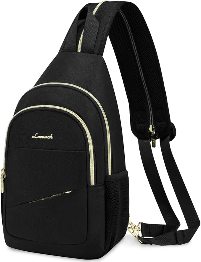 LOVEVOOK Sling Bag for Women, Sling Backpack Crossbody Bags Convertible, Small Diaper Bag Hiking Daypacks Water-resistant, Travel Shoulder Bag Chest Bag, Black